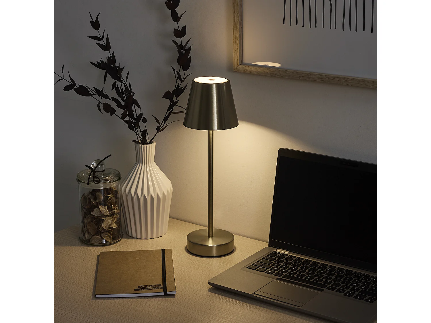 Lampe De Table Rechargeable Usb Or H36cm Or