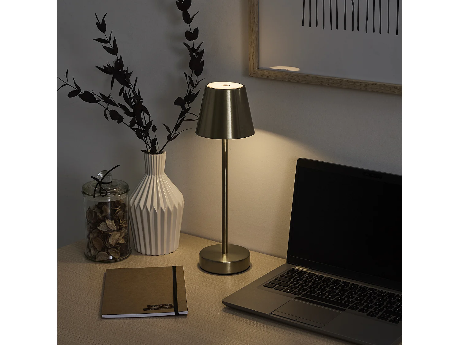 Lampe De Table Rechargeable Usb Or H36cm Or