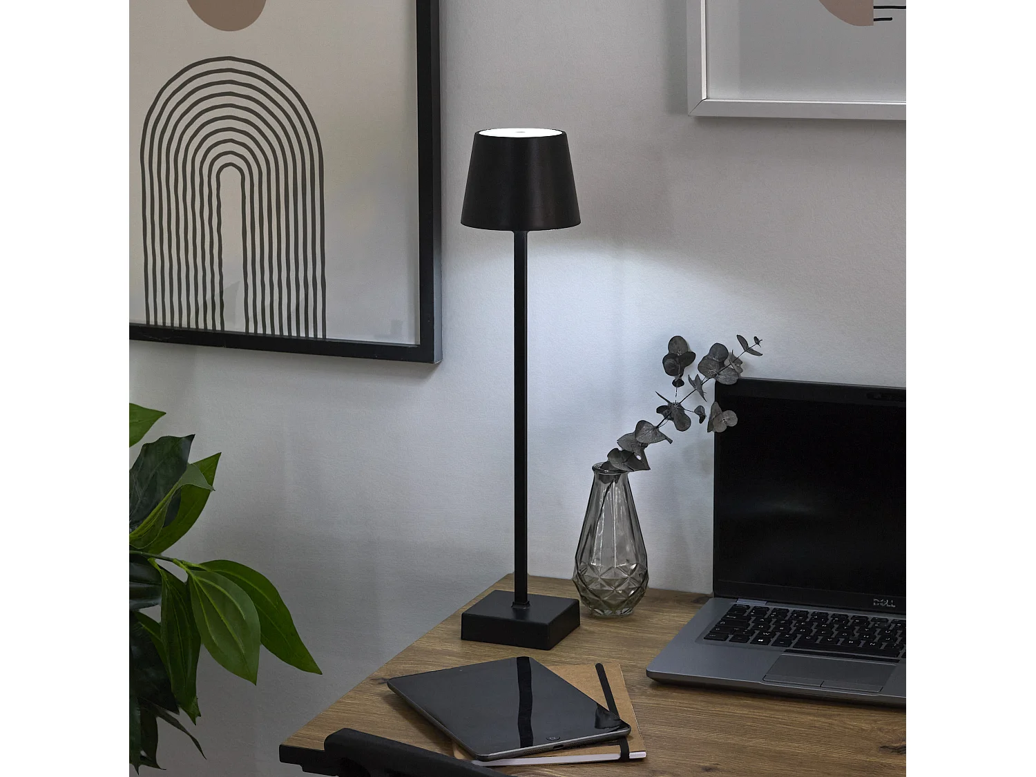 Lampe De Table Noir H45cm Rechargeable Usb Noir