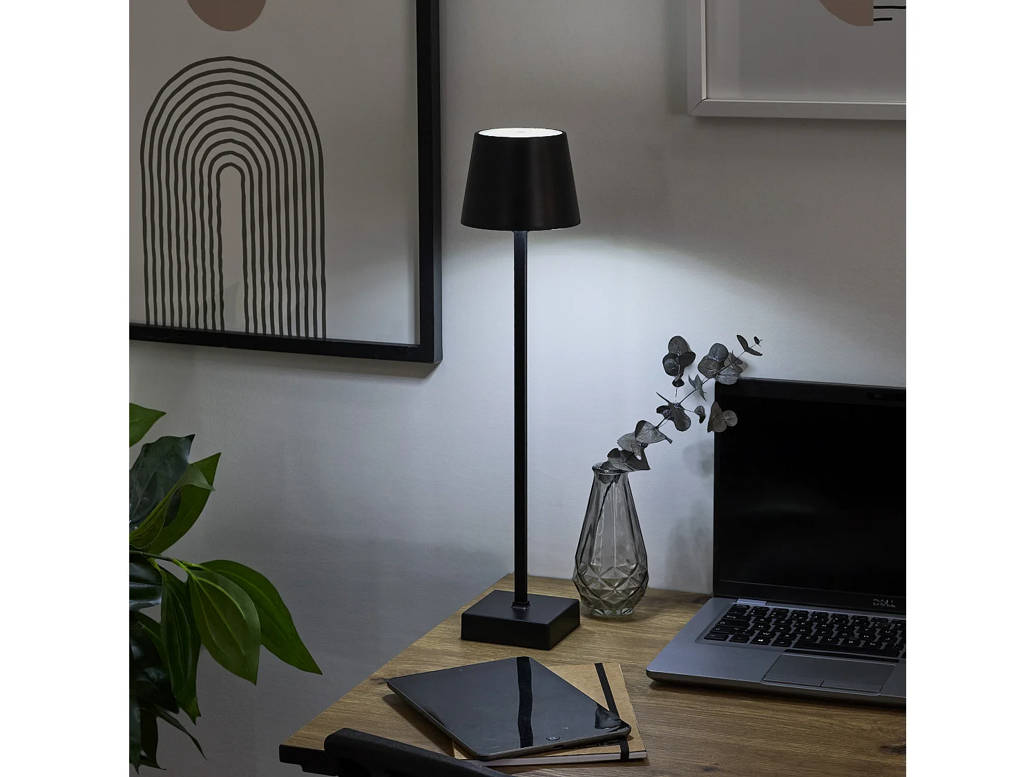 Lampe De Table Noir H45cm Rechargeable Usb Noir