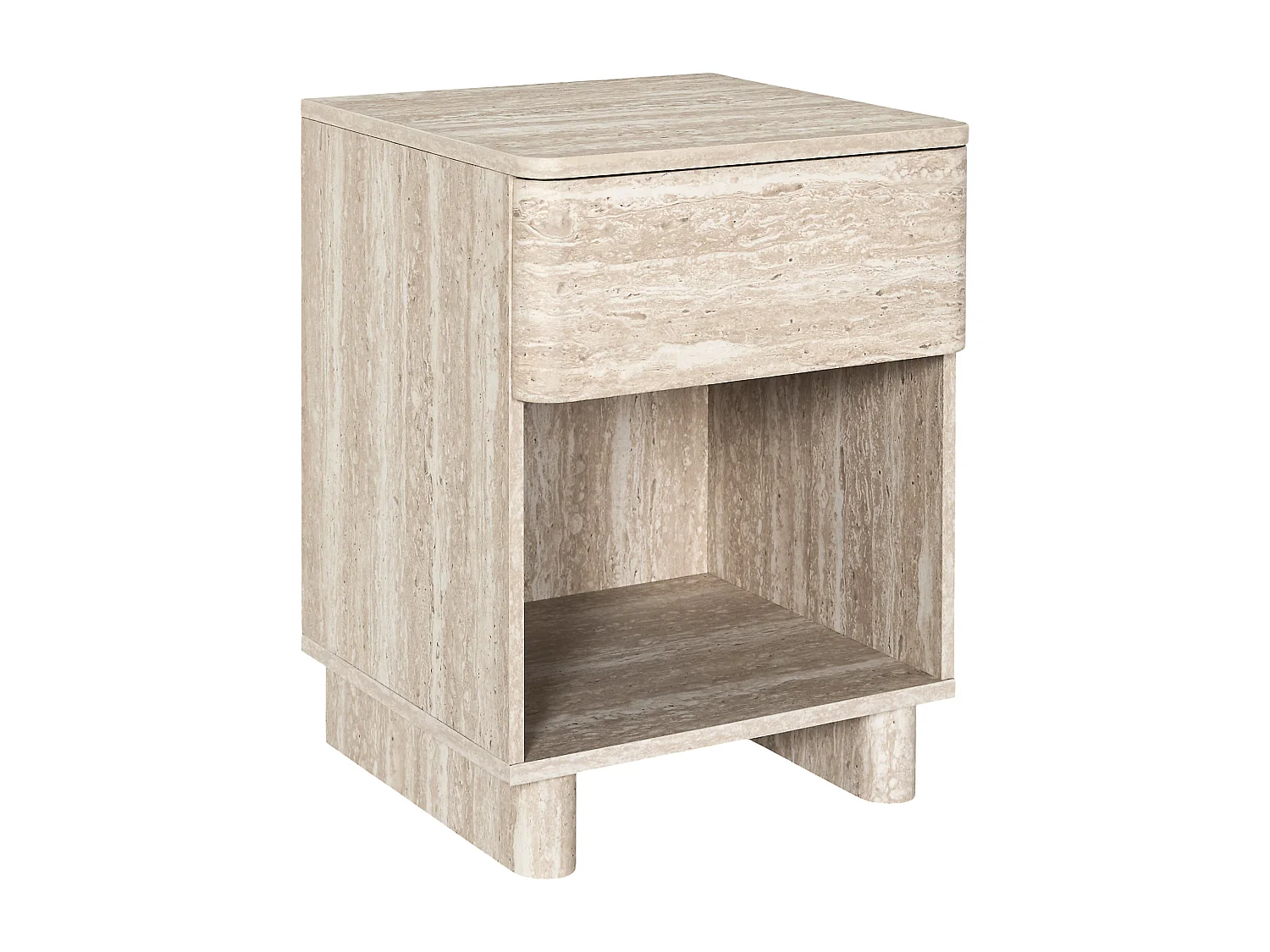 Chevet Pietra 1 Tiroir Blanc, Beige