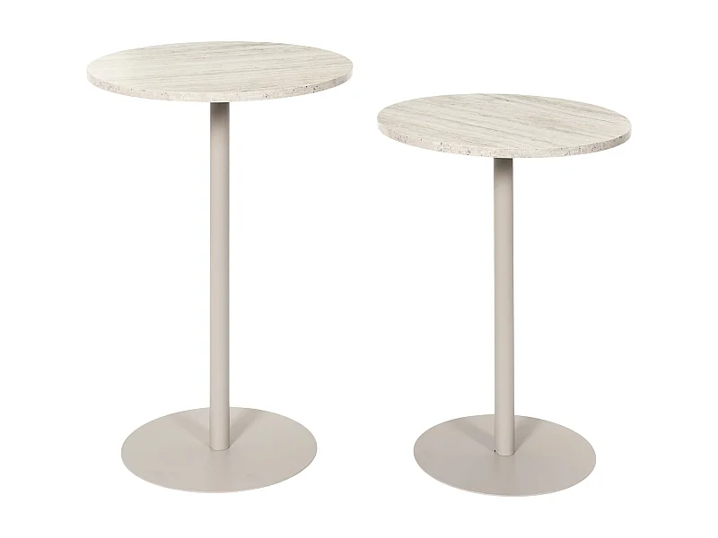 Table Gigogne X2 Rond Terra Nova Blanc, Beige