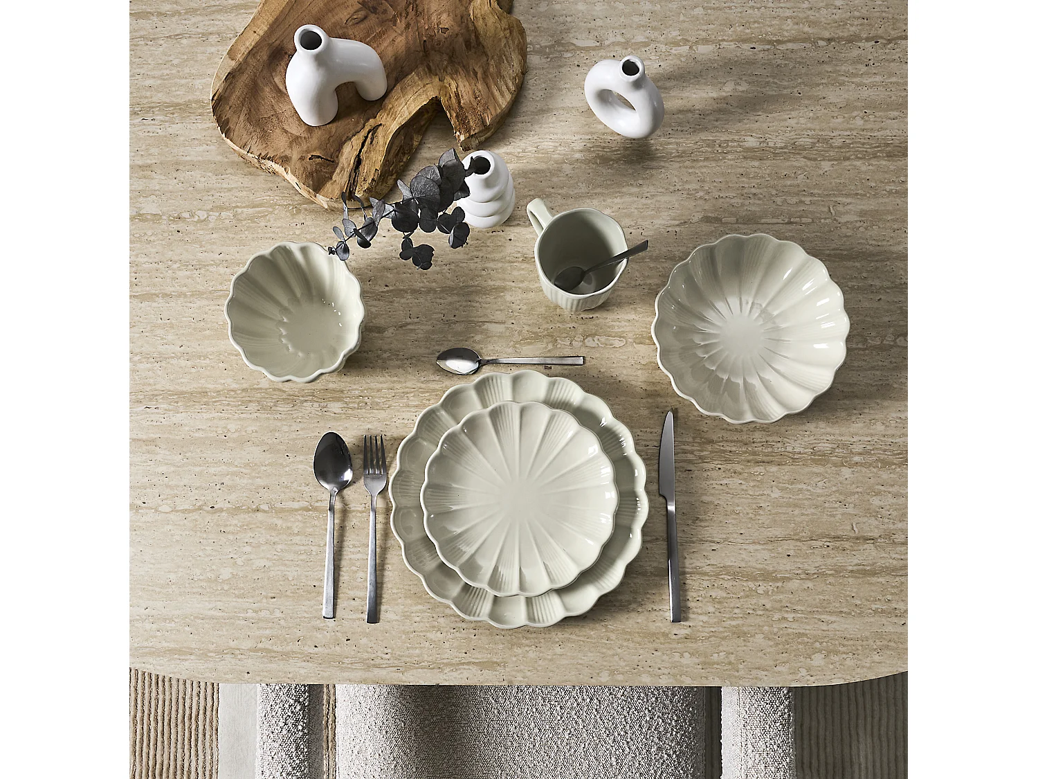 Assiette Creuse Calista Ecru D20cm Beige