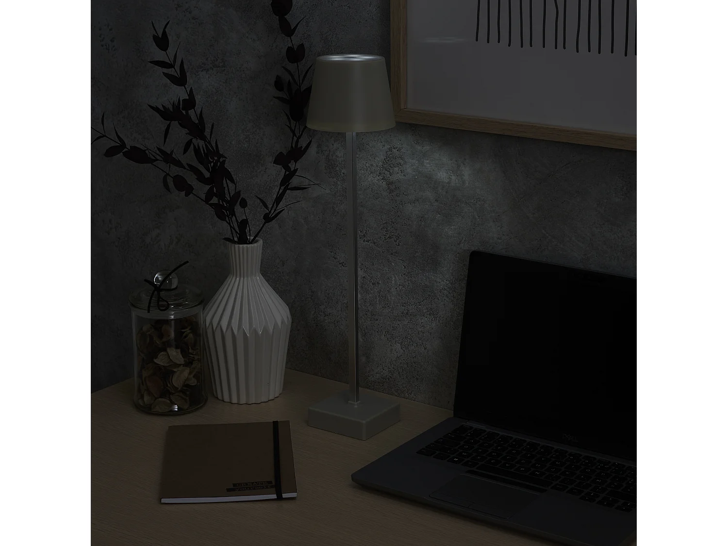 Lampe De Table Rechargeable Usb Taupe H45cm Marron