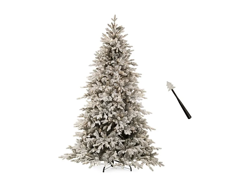 Beschneiter "Cristalgem" Weihnachtsbaum mit LED und Zauberstab in PE Real Touch Effekt + PVC + Flock 210 cm