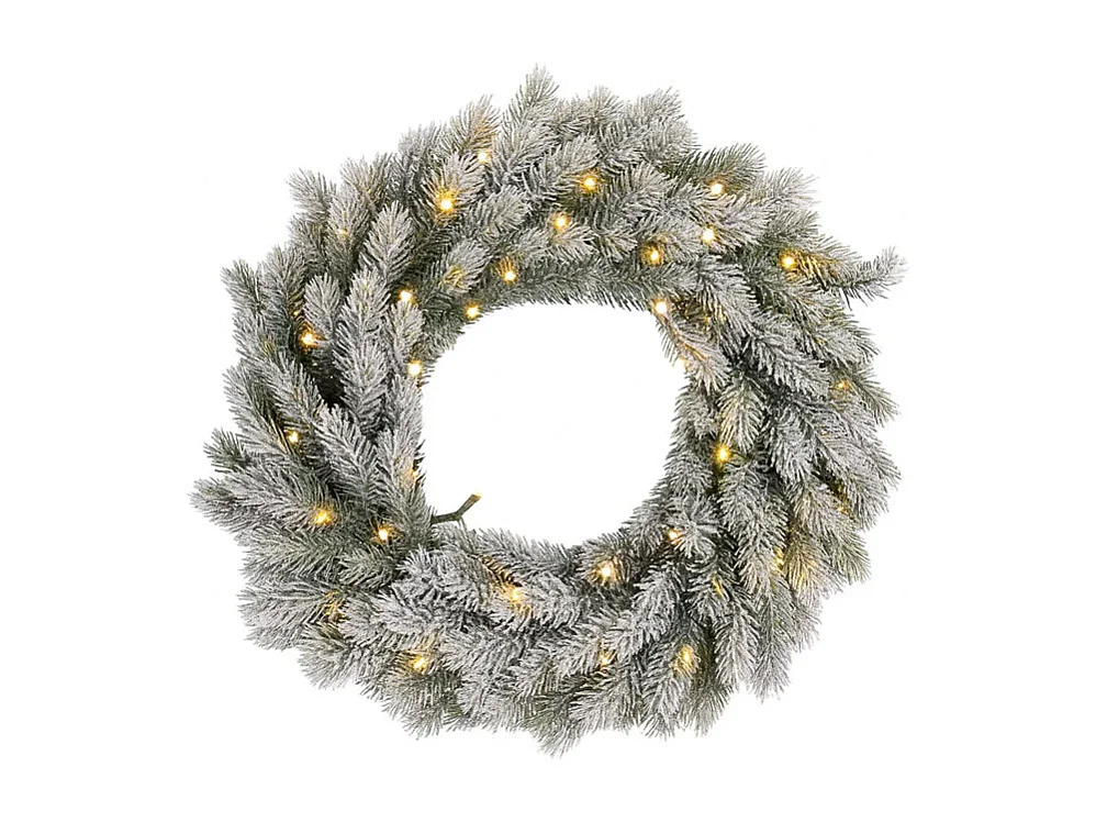 Corona "Wreath" innevata in PE Effetto Real Touch Ø 50 cm con led integrati