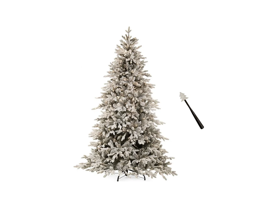 Albero di Natale innevato "Cristalgem" con Led e bacchetta magica in PE Effetto Real Touch + PVC + Flock 240 cm
