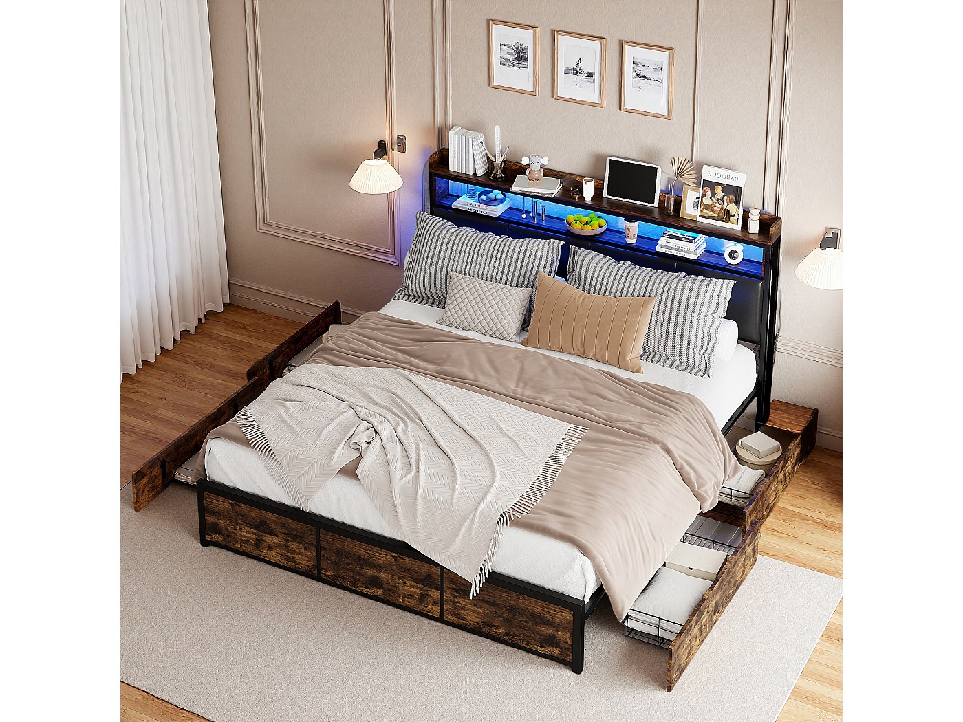 AOGLLATI Letto Matrimoniale 180x200 cm con Effetto Visivo Levitante AOGLLATI Letto Matrimoniale 180x200 cm con Effetto Visivo Levitante