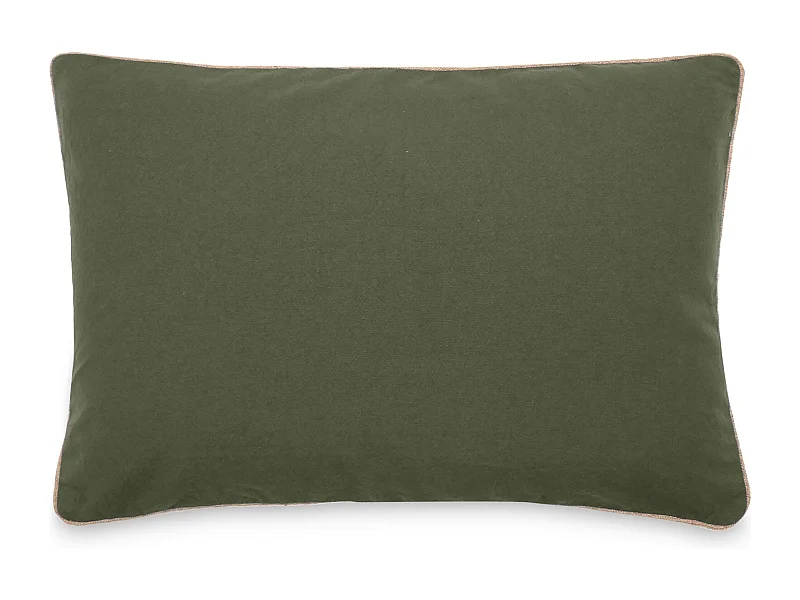 Housse de coussin coton fil teint 55x80 cm HONO DÉCO vert kaki