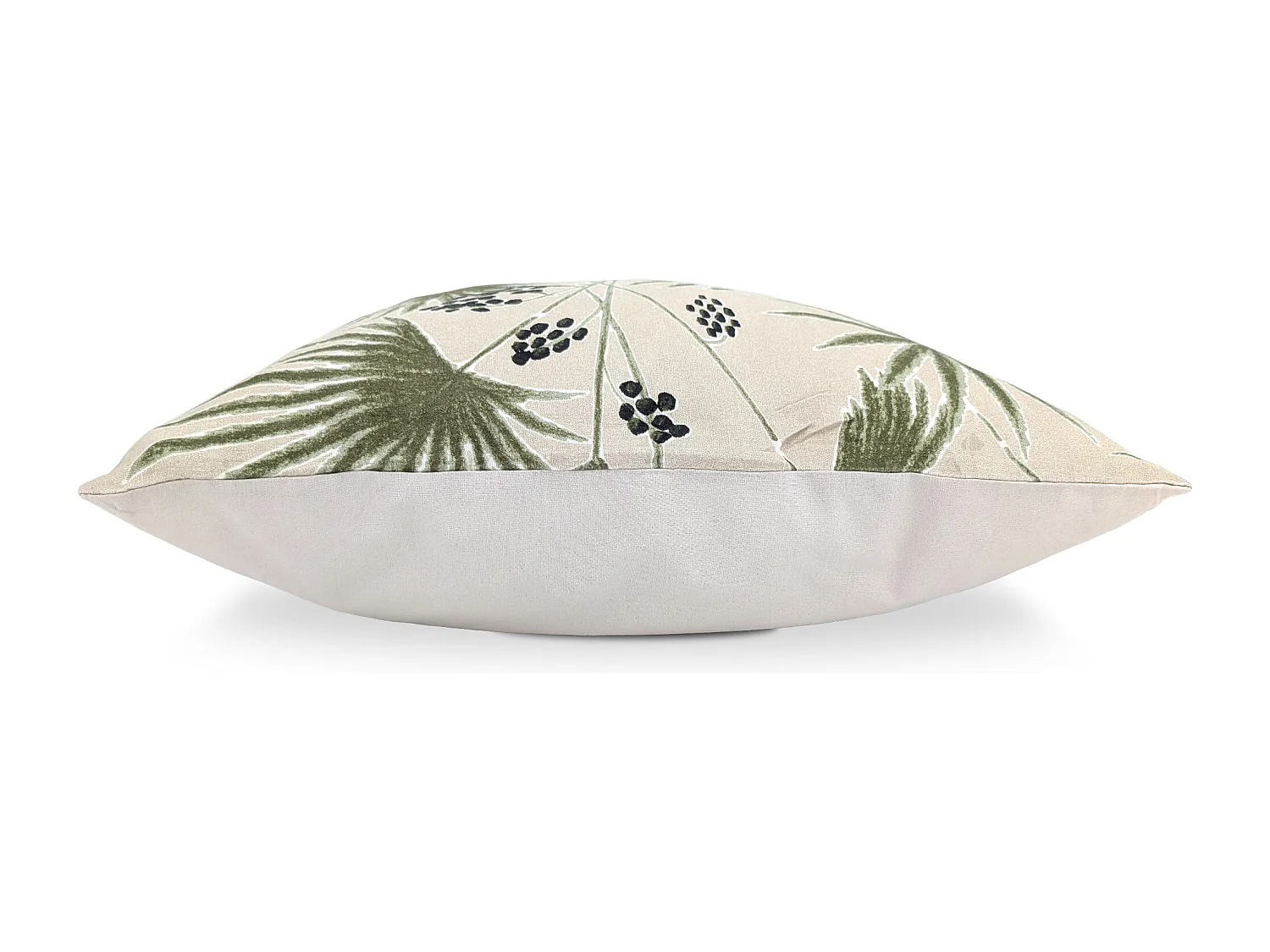 Housse de coussin 45x45 cm lin lavé motif végétal PALAWAN beige Sauge