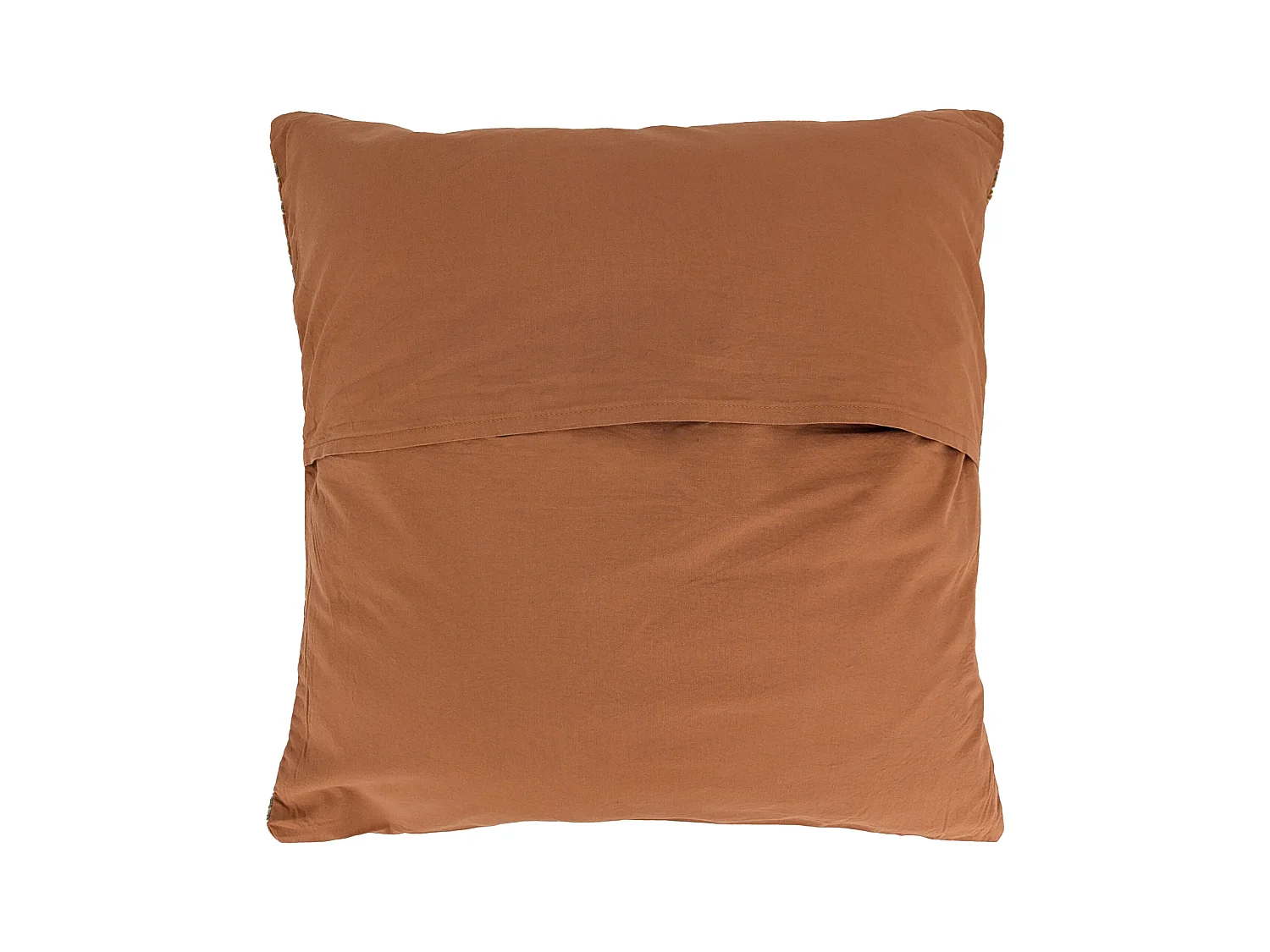 Housse de coussin 45x45 cm lin lavé motif végétal PALAWAN Terracotta