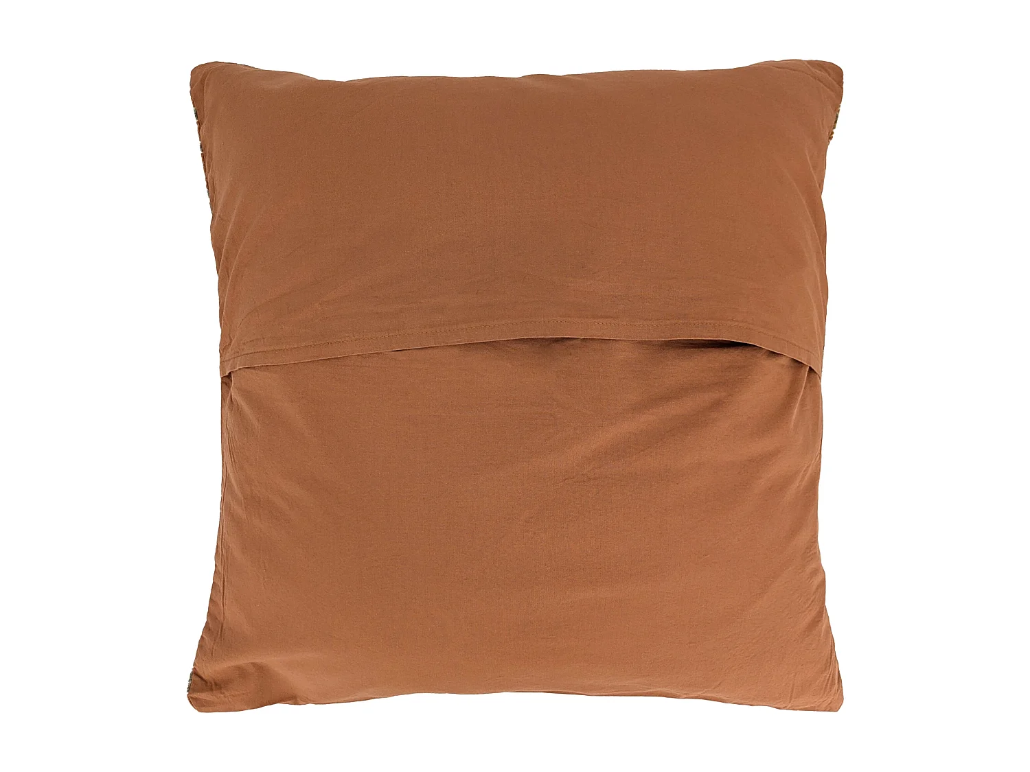 Housse de coussin 45x45 cm lin lavé motif végétal PALAWAN Terracotta