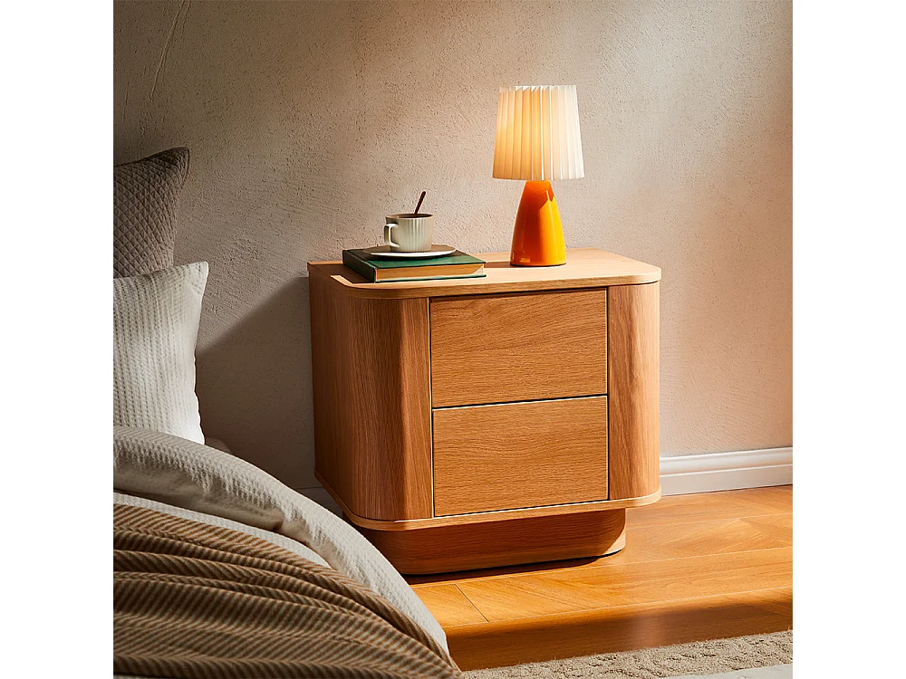 Navan - Table de chevet 2 tiroirs en bois - Bois clair