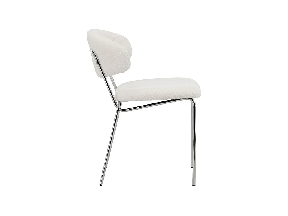Chico - Lot de 2 chaises en tissu bouclette et métal - Écru