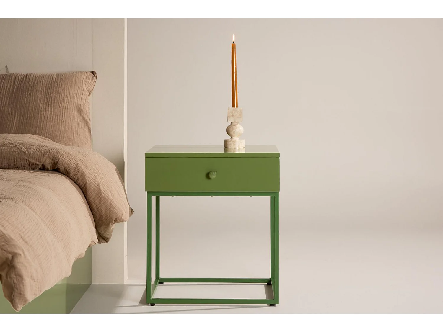 Table de Chevet 1 Tiroir "Bakal" 50cm Vert