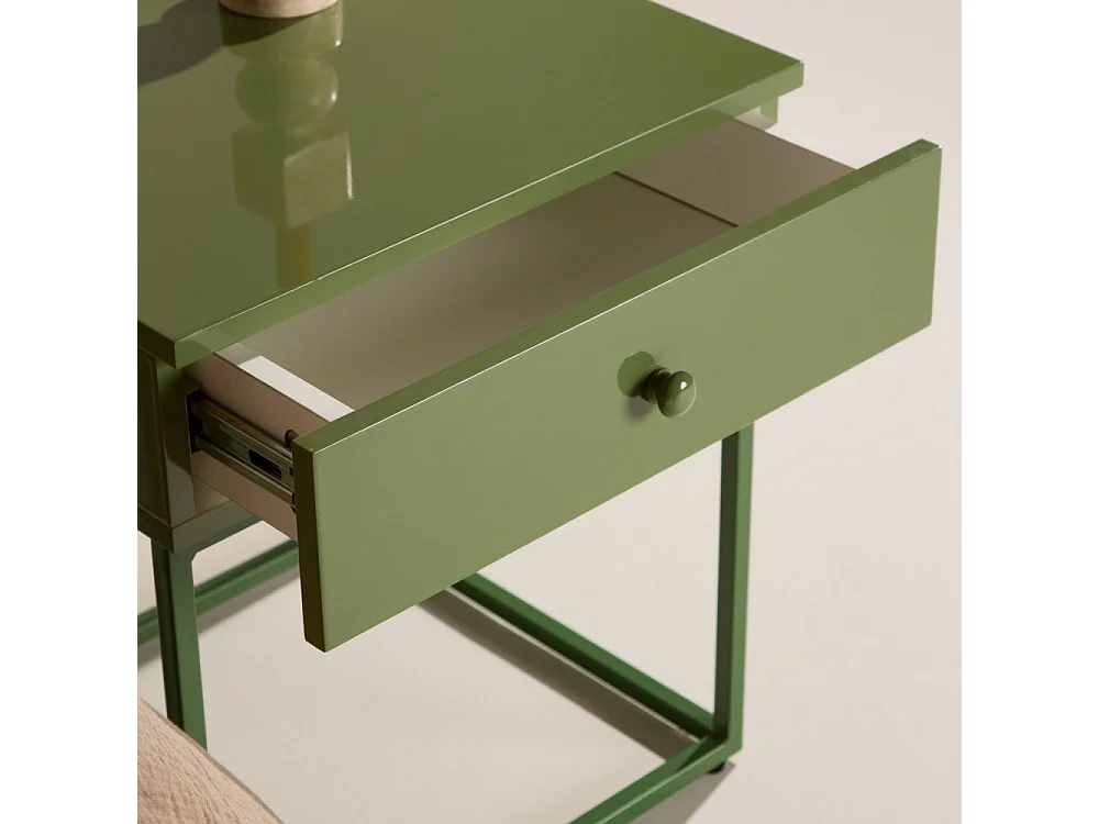 Table de Chevet 1 Tiroir "Bakal" 50cm Vert