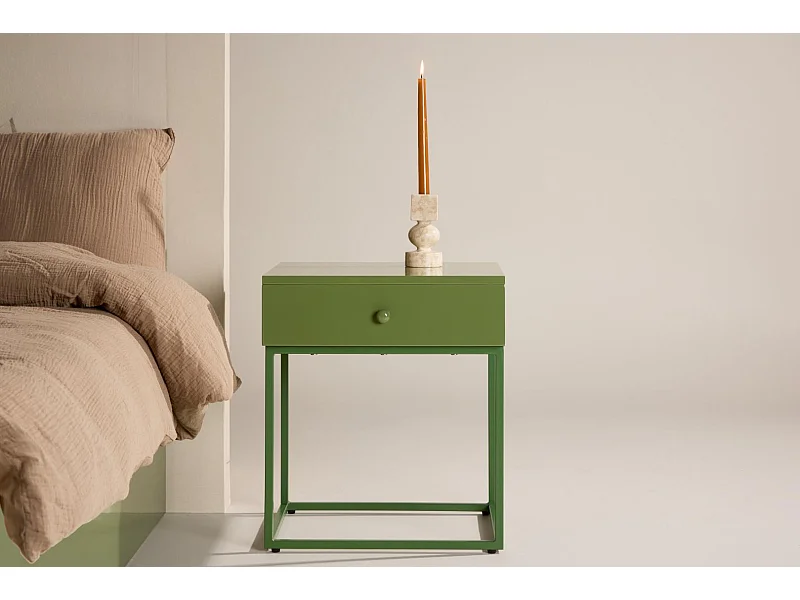 Table de Chevet 1 Tiroir "Bakal" 50cm Vert