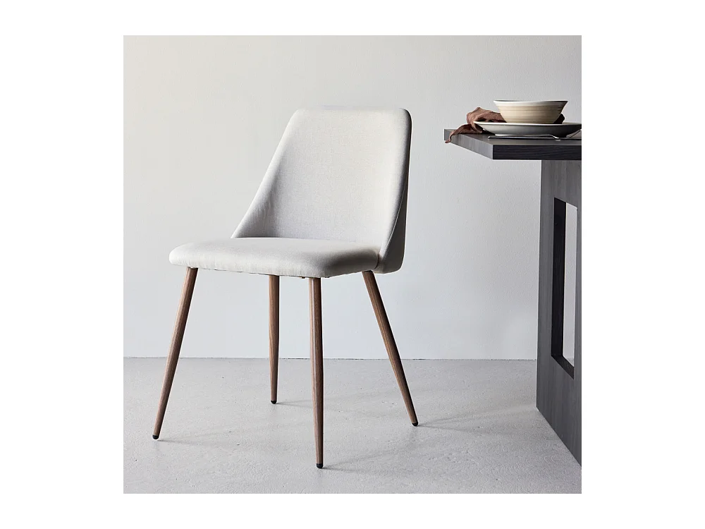 Night - Lot de 2 chaises en tissu et métal - Beige