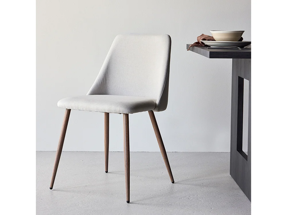 Night - Lot de 2 chaises en tissu et métal - Beige