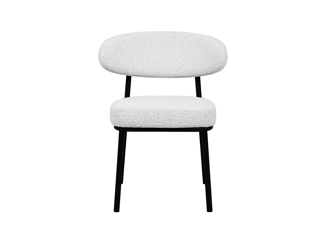 Rode - Lot de 2 chaises en tissu bouclette, bois et métal - Écru chiné