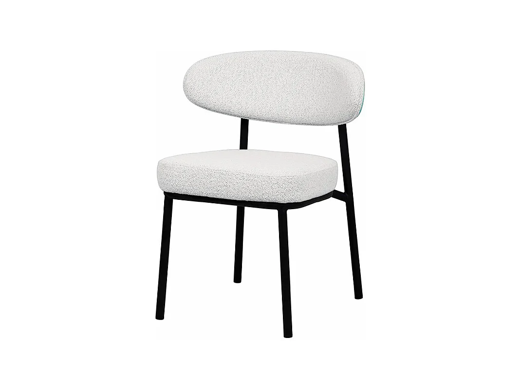 Rode - Lot de 2 chaises en tissu bouclette, bois et métal - Écru chiné