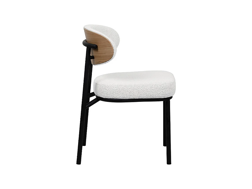 Rode - Lot de 2 chaises en tissu bouclette, bois et métal - Écru chiné