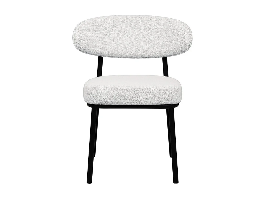 Rode - Lot de 2 chaises en tissu bouclette, bois et métal - Écru chiné