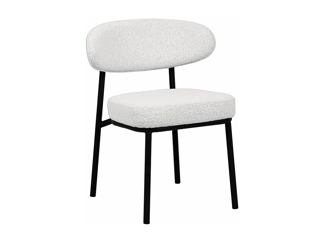 Rode - Lot de 2 chaises en tissu bouclette, bois et métal - Écru chiné