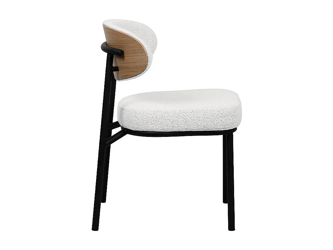 Rode - Lot de 2 chaises en tissu bouclette, bois et métal - Écru chiné