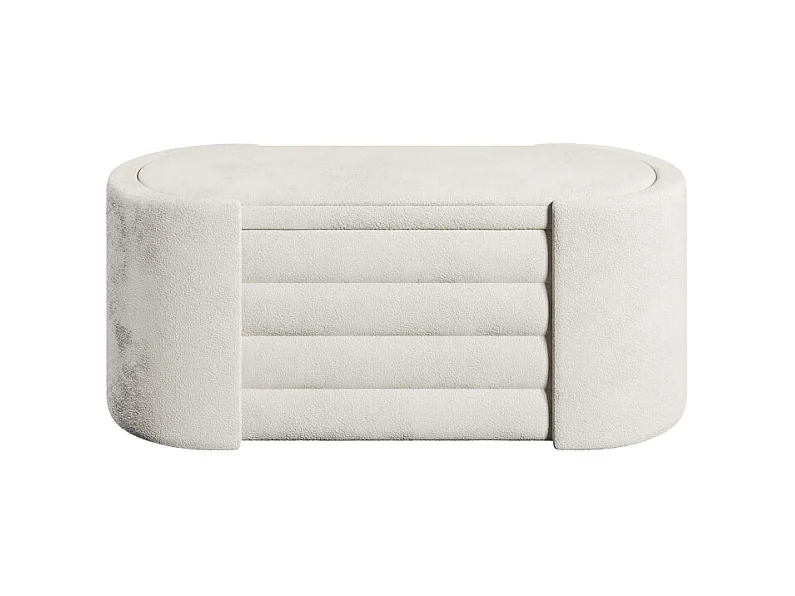 Dot - Banc coffre ovale en tissu L105cm - Beige