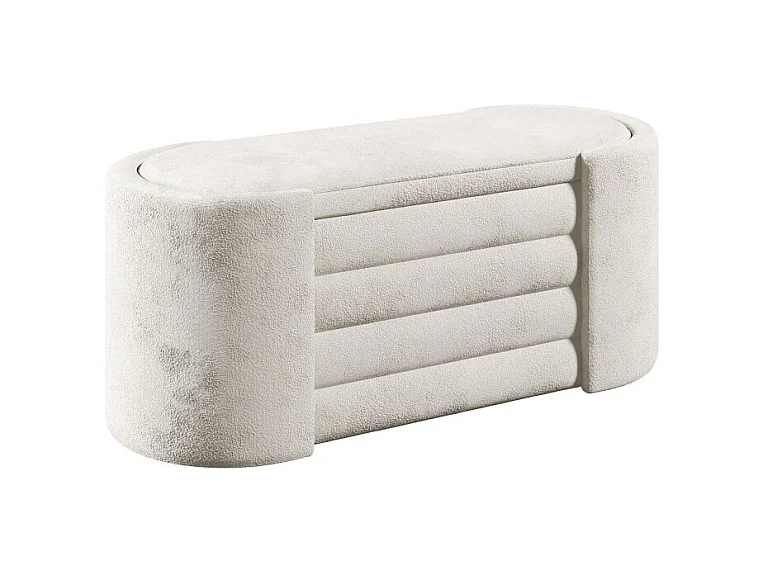 Dot - Banc coffre ovale en tissu L105cm - Beige