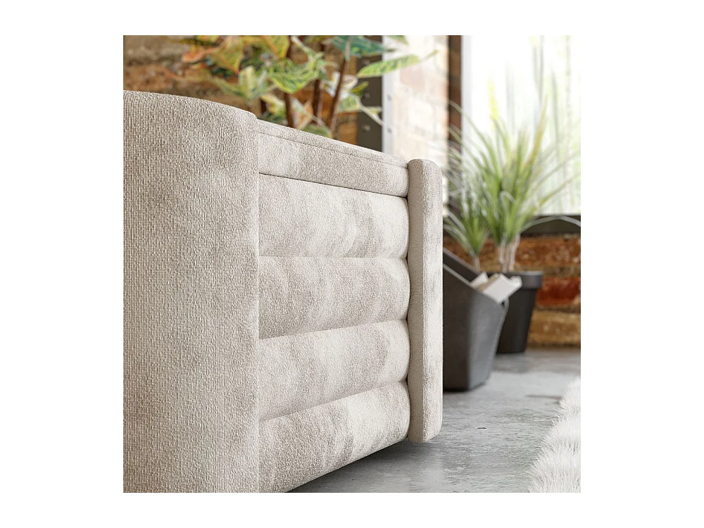 Dot - Banc coffre ovale en tissu L105cm - Beige