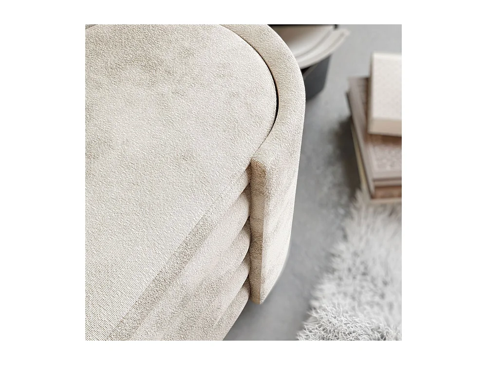 Dot - Banc coffre ovale en tissu L105cm - Beige