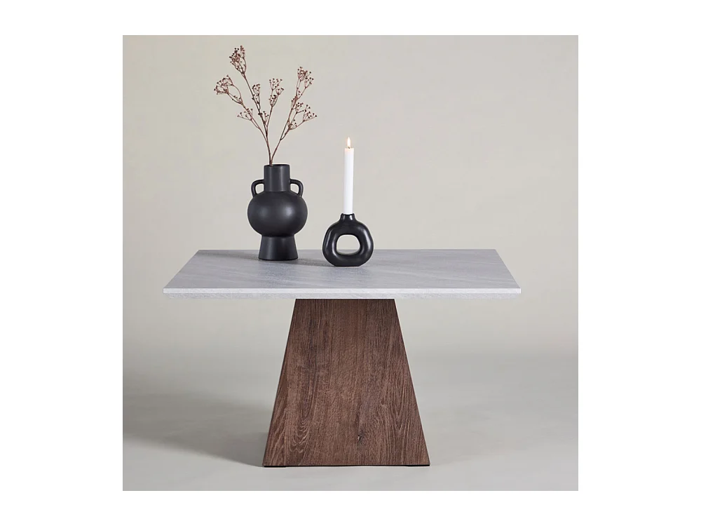 Table Basse Effet Marbre "Cael" 80cm Gris & Marron