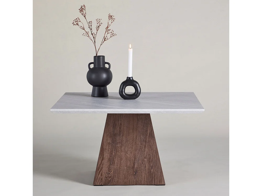 Table Basse Effet Marbre "Cael" 80cm Gris & Marron