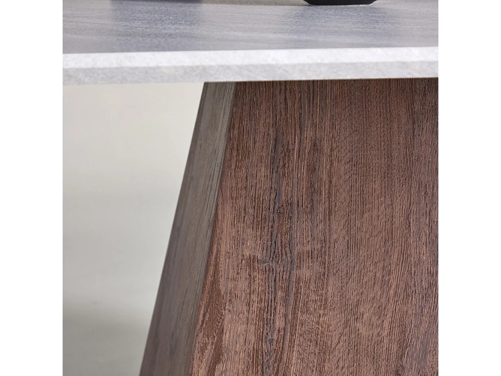 Table Basse Effet Marbre "Cael" 80cm Gris & Marron