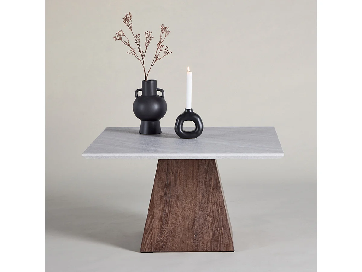 Table Basse Effet Marbre "Cael" 80cm Gris & Marron