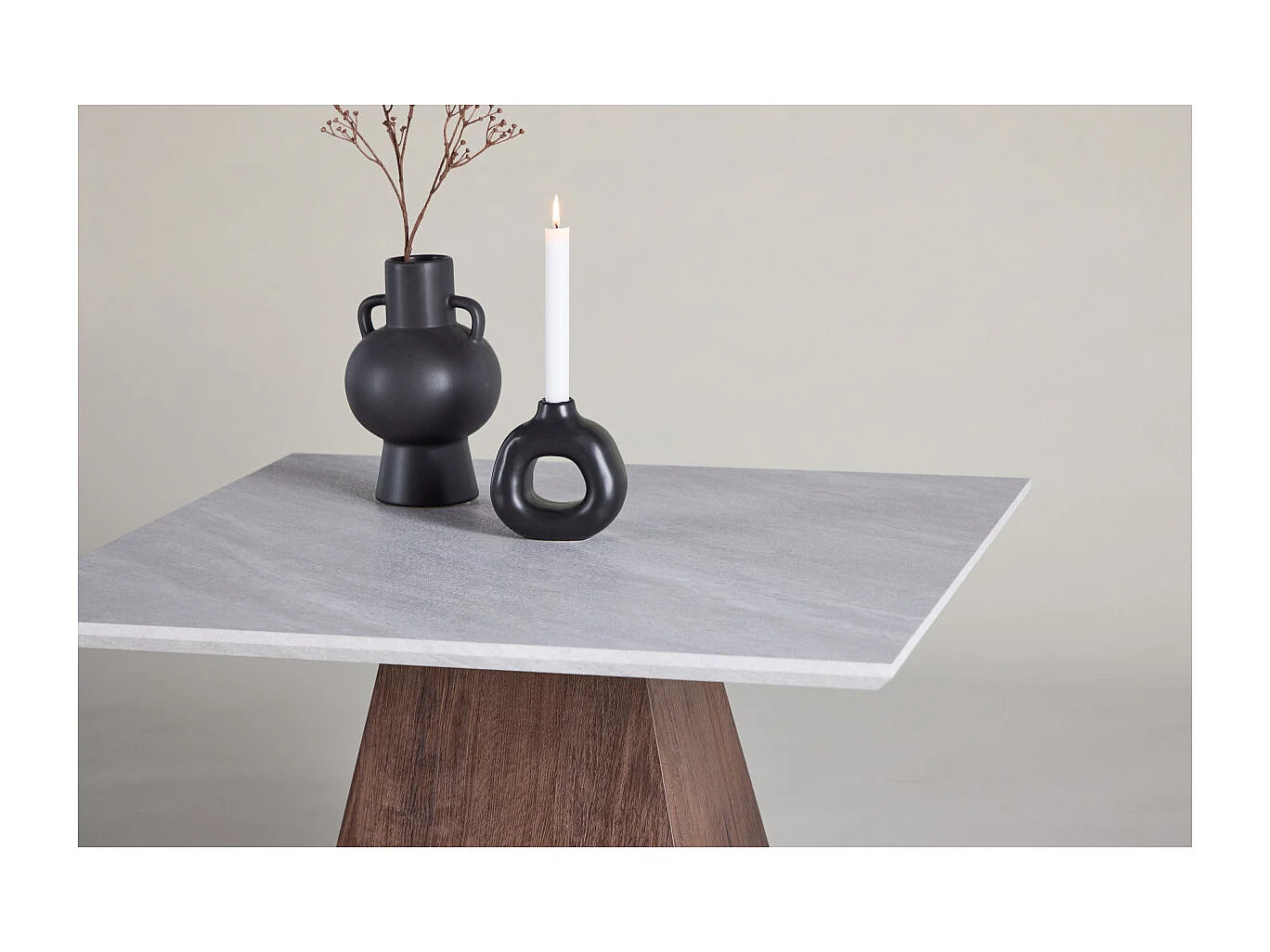 Table Basse Effet Marbre "Cael" 80cm Gris & Marron