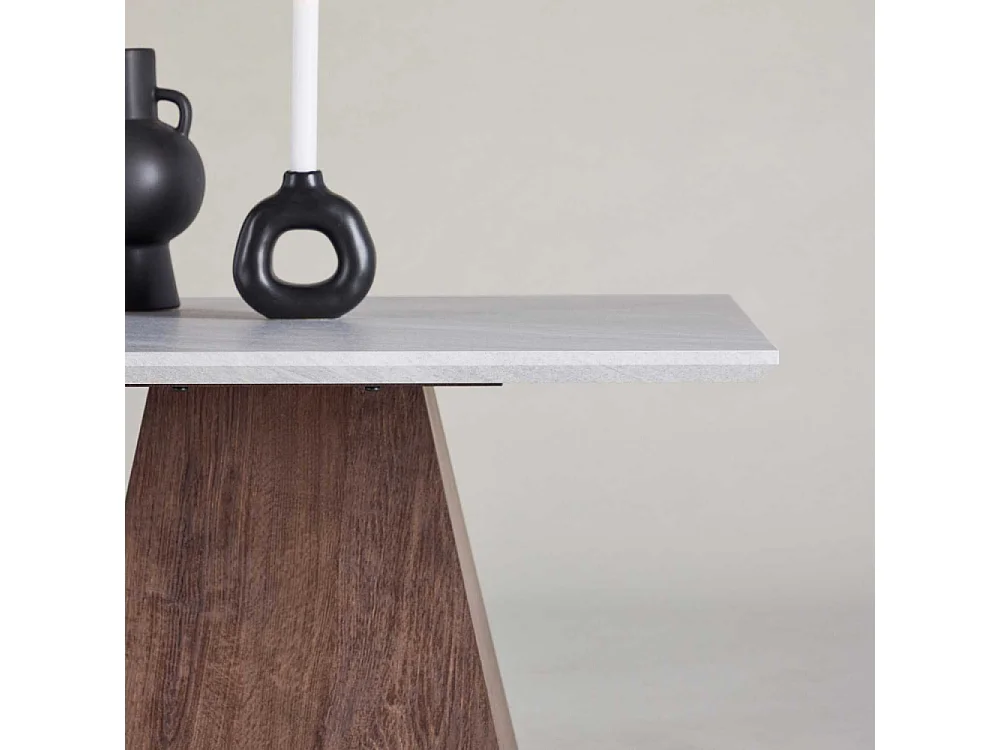 Table Basse Effet Marbre "Cael" 80cm Gris & Marron