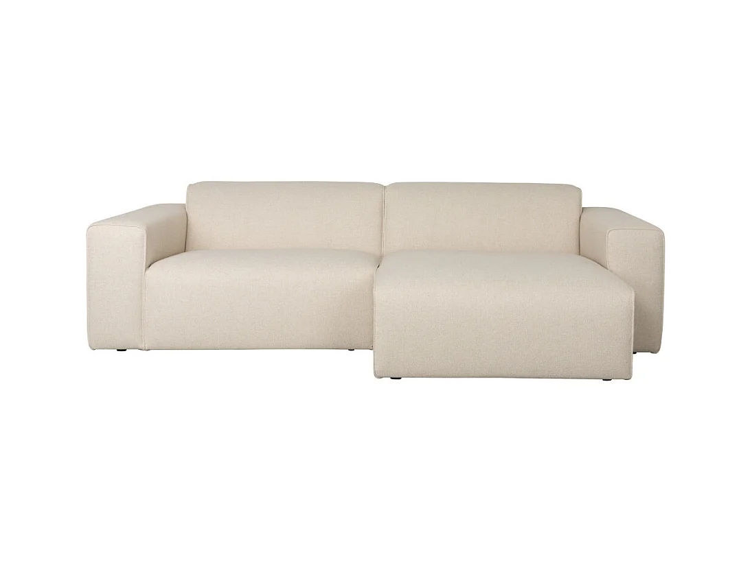 Milka - Canapé d'angle droit 3 places en tissu - Beige