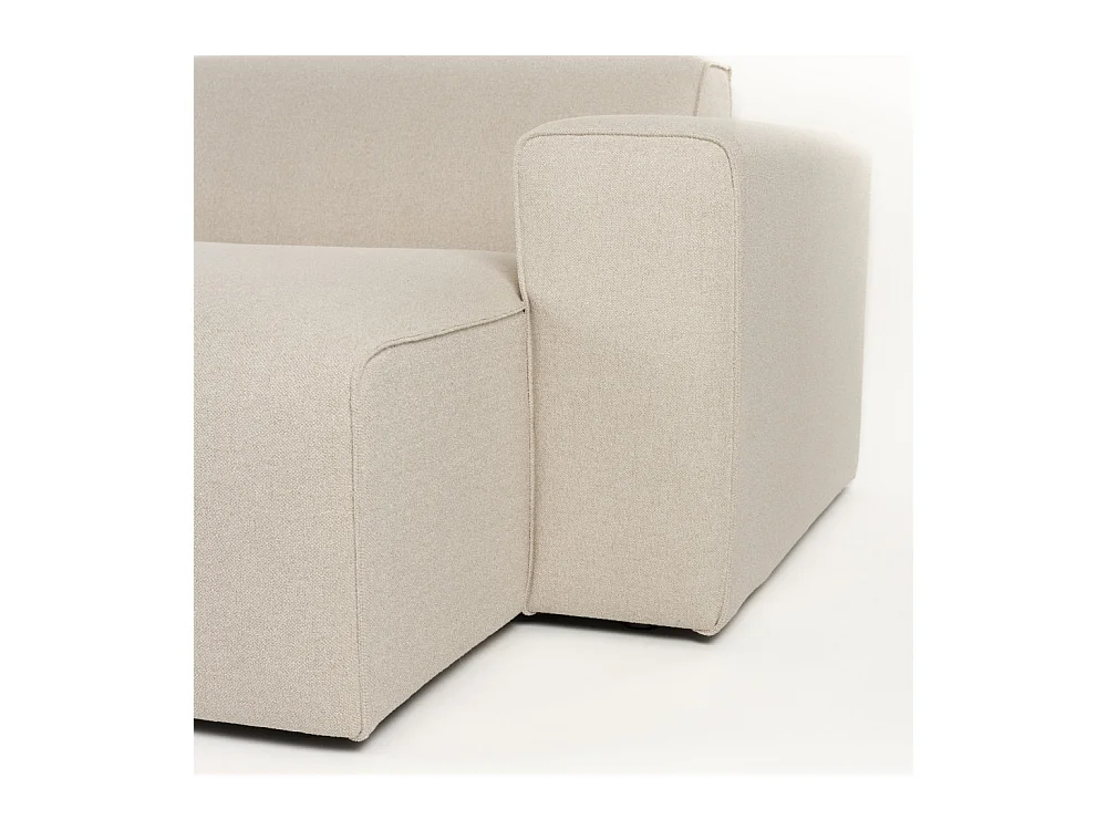 Milka - Canapé d'angle droit 3 places en tissu - Beige