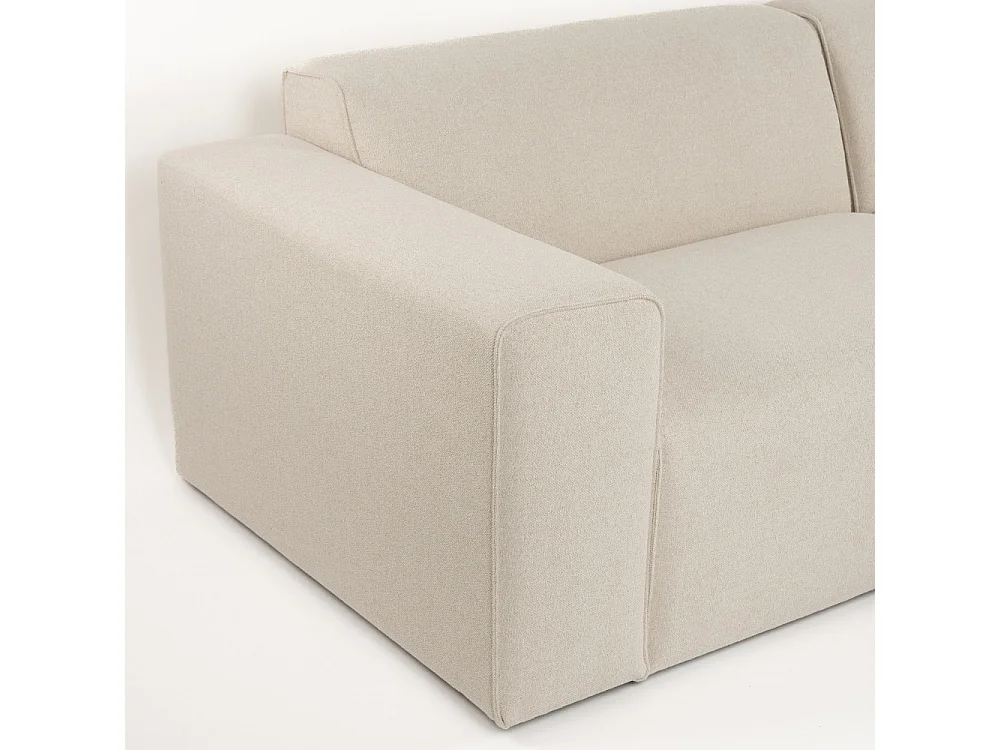 Milka - Canapé d'angle droit 3 places en tissu - Beige