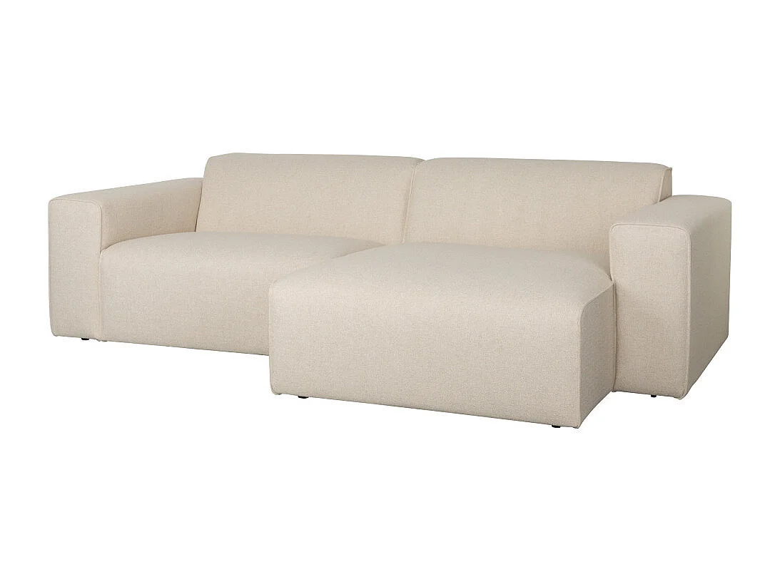 Milka - Canapé d'angle droit 3 places en tissu - Beige