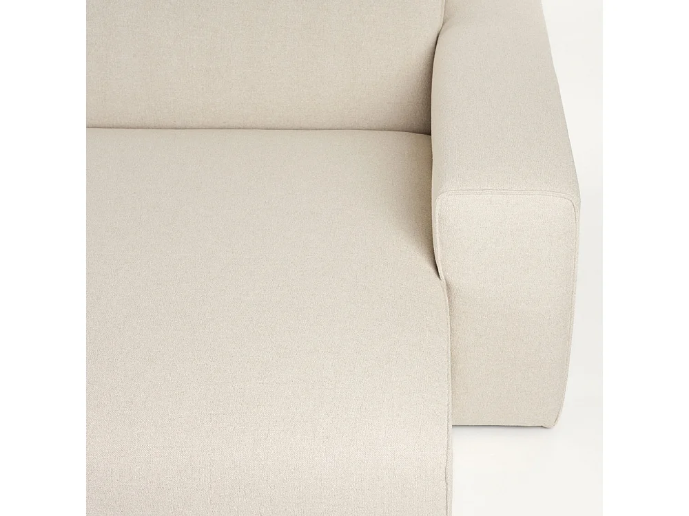 Milka - Canapé d'angle droit 3 places en tissu - Beige