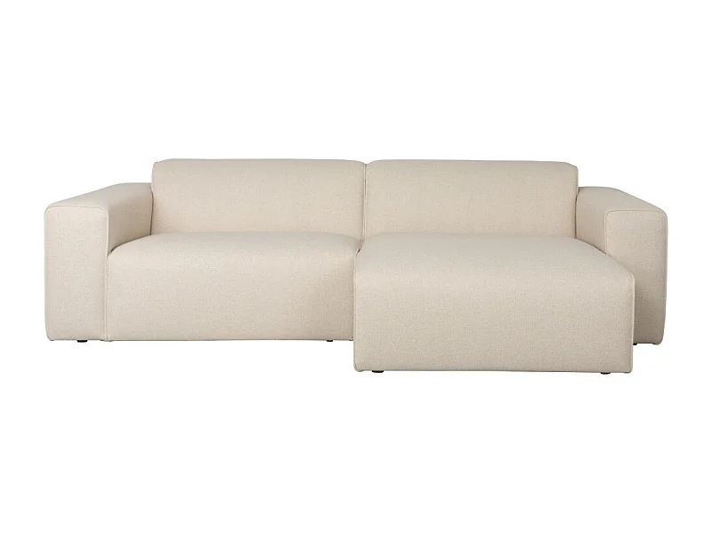 Milka - Canapé d'angle droit 3 places en tissu - Beige