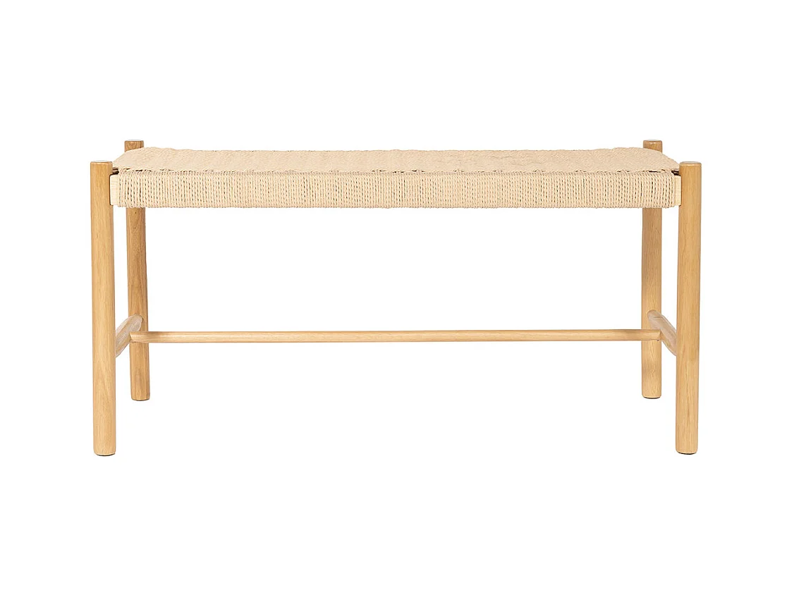 Victor - Banc en corde tressée et bois L90cm - Bois clair