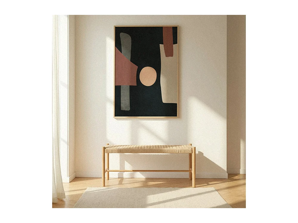 Victor - Banc en corde tressée et bois L90cm - Bois clair