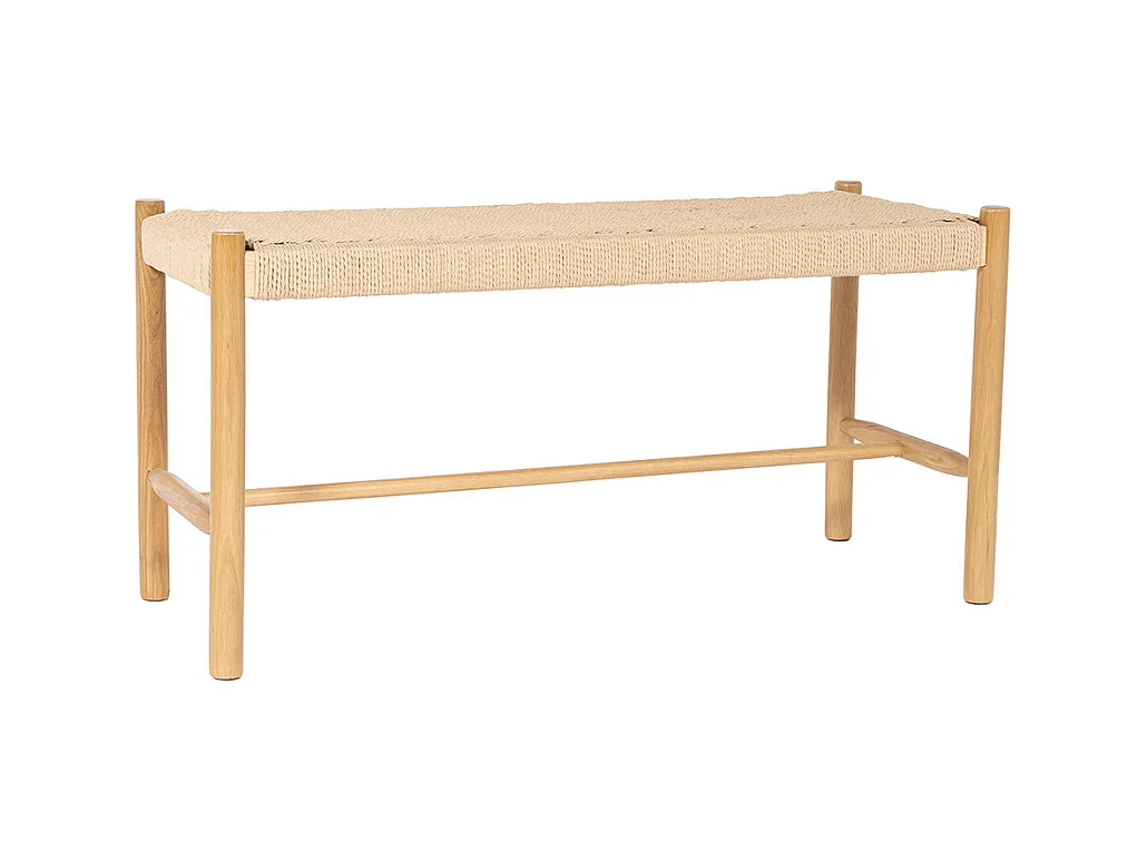 Victor - Banc en corde tressée et bois L90cm - Bois clair