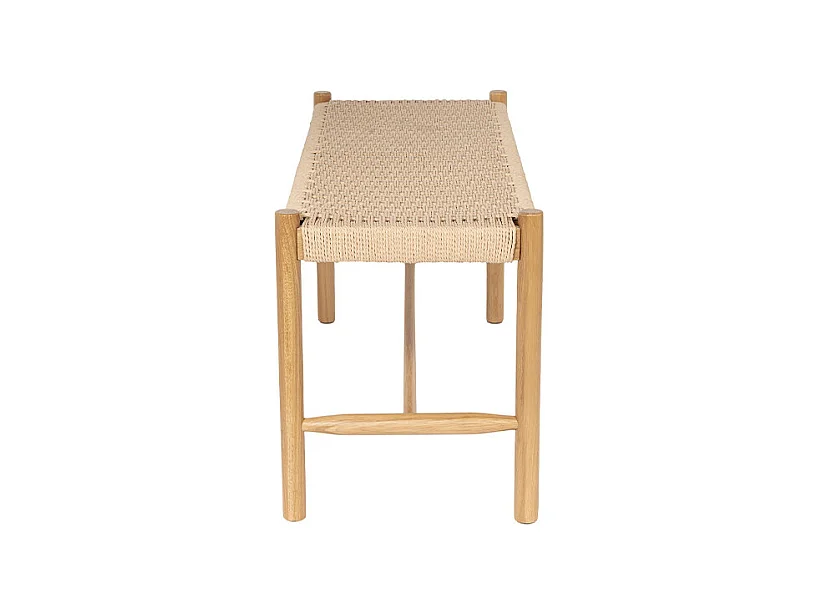 Victor - Banc en corde tressée et bois L90cm - Bois clair