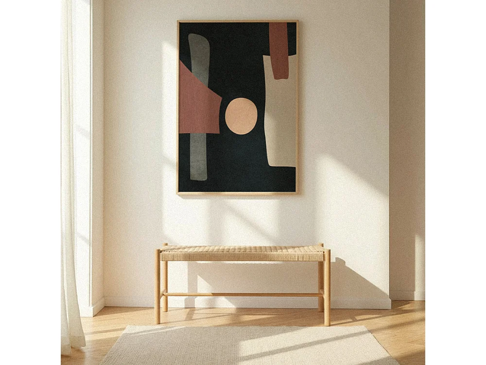 Victor - Banc en corde tressée et bois L90cm - Bois clair